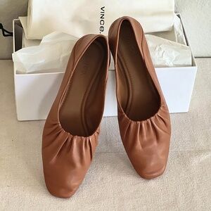 Vince Kali Tan Smooth Leather Ballet Flats 7.5 Very Soft